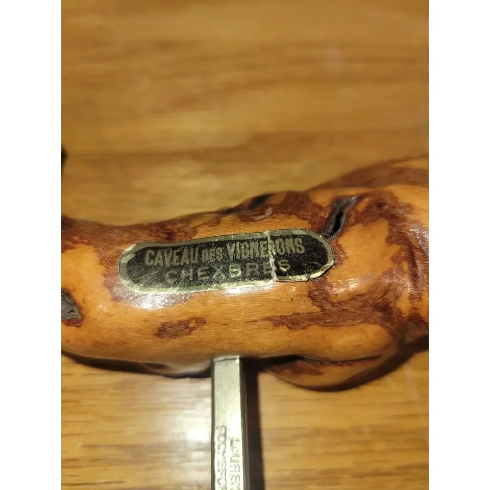Vintage Driftwood Swiss Winery Caveau Des Vignerons Chexbres Cork Screw - Picture 2 of 7